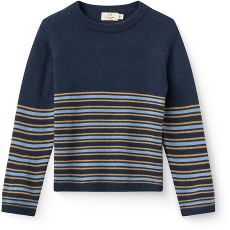 COPENHAGEN COLORS Navy Comb. Striped Merino Sweater