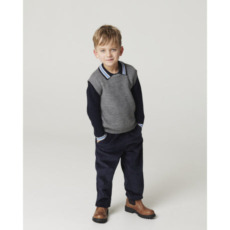 COPENHAGEN COLORS Navy Comb. Long-Sleeved Strikket Waffle Polo