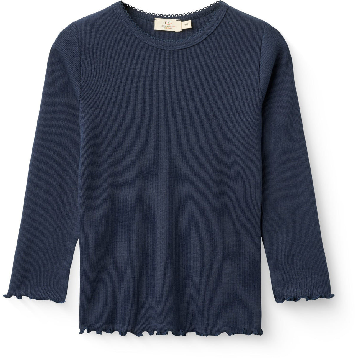 COPENHAGEN COLORS Navy Modal Rib Tee M/ Picot & Ls