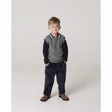 COPENHAGEN COLORS Navy Comb. Long-Sleeved Strikket Waffle Polo
