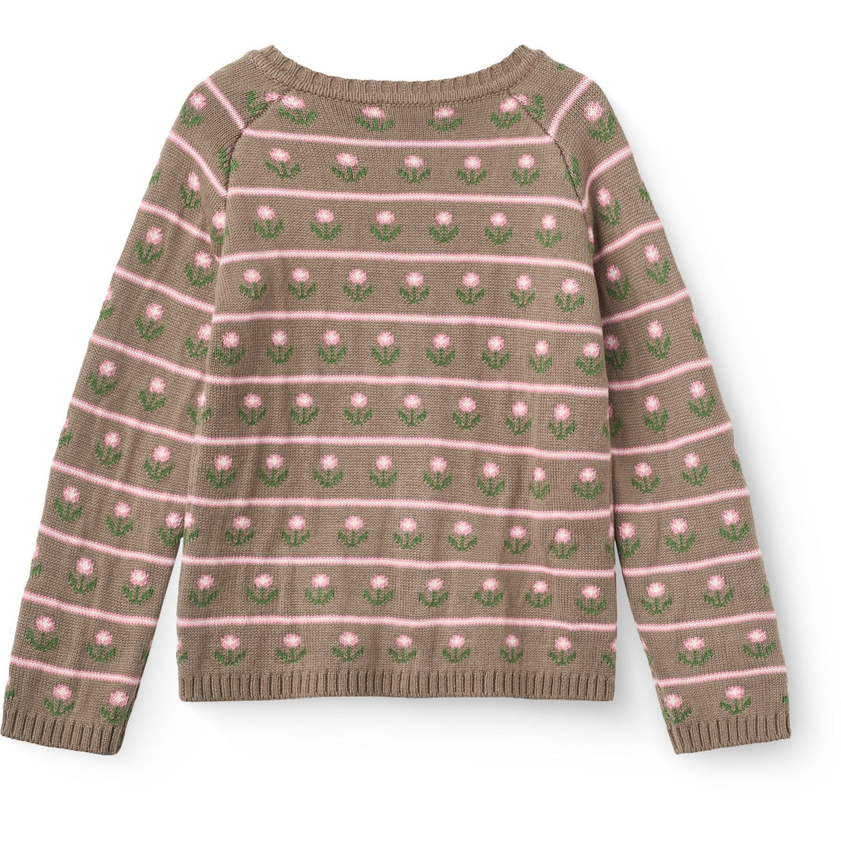 COPENHAGEN COLORS Walnut Flower Strikket Flower Pattern Cardigan