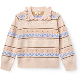 COPENHAGEN COLORS Beige Comb. Strikket Krave Bluse M/ Pointelle & Pattern