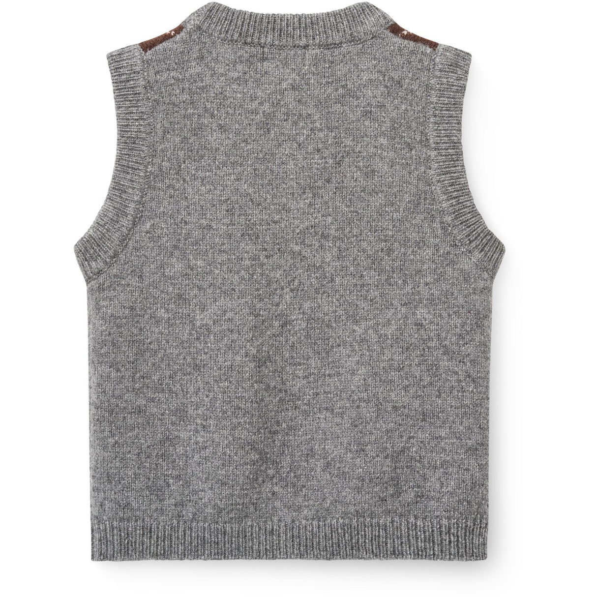 COPENHAGEN COLORS Grey Mel./Dk. Brown/Navy Comb. Argyle Strikket Vest