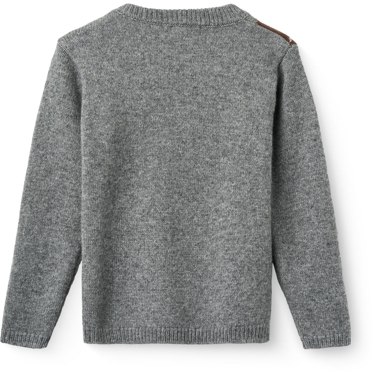 COPENHAGEN COLORS Grey Mel./Dk. Brown/Navy Comb. Argyle Strikket Pullover