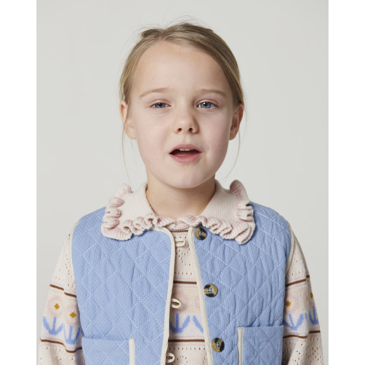 COPENHAGEN COLORS Endless Blue Quiltet Vest M/ Moon & Star Embroidery