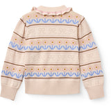 COPENHAGEN COLORS Beige Comb. Strikket Krave Bluse M/ Pointelle & Pattern