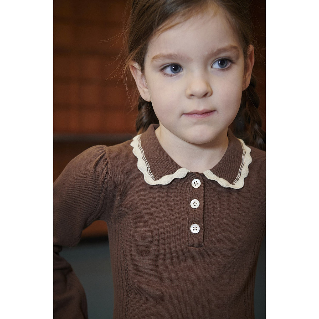 COPENHAGEN COLORS Walnut Comb. Strikket Peplum Kjole Ls.