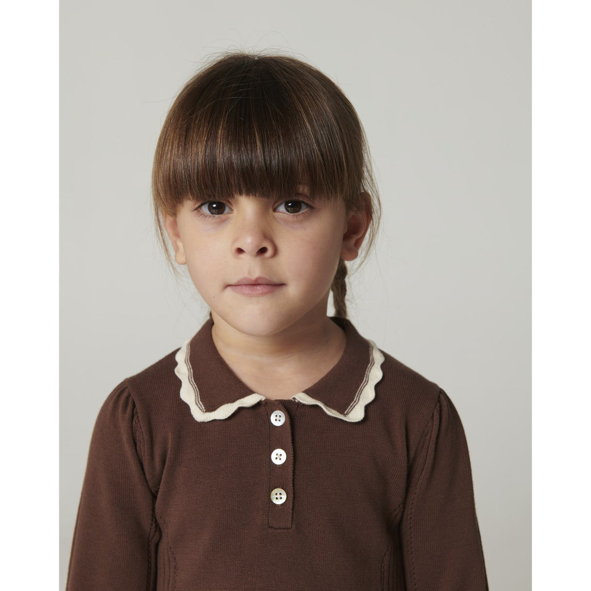 COPENHAGEN COLORS Walnut Comb. Strikket Peplum Kjole Ls.