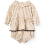 COPENHAGEN COLORS Sand Flower Print Twill Aop Baby Sæt Bluse & Bloomers