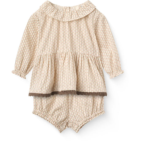 COPENHAGEN COLORS Sand Flower Print Twill Aop Baby Sæt Bluse & Bloomers