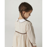 COPENHAGEN COLORS Sand Flower Print Aop Kjole M/ Lace Piping Og Poplin Krave