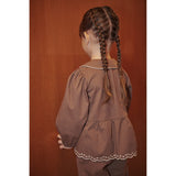 COPENHAGEN COLORS Walnut Twill Bluse M/ Embroidery