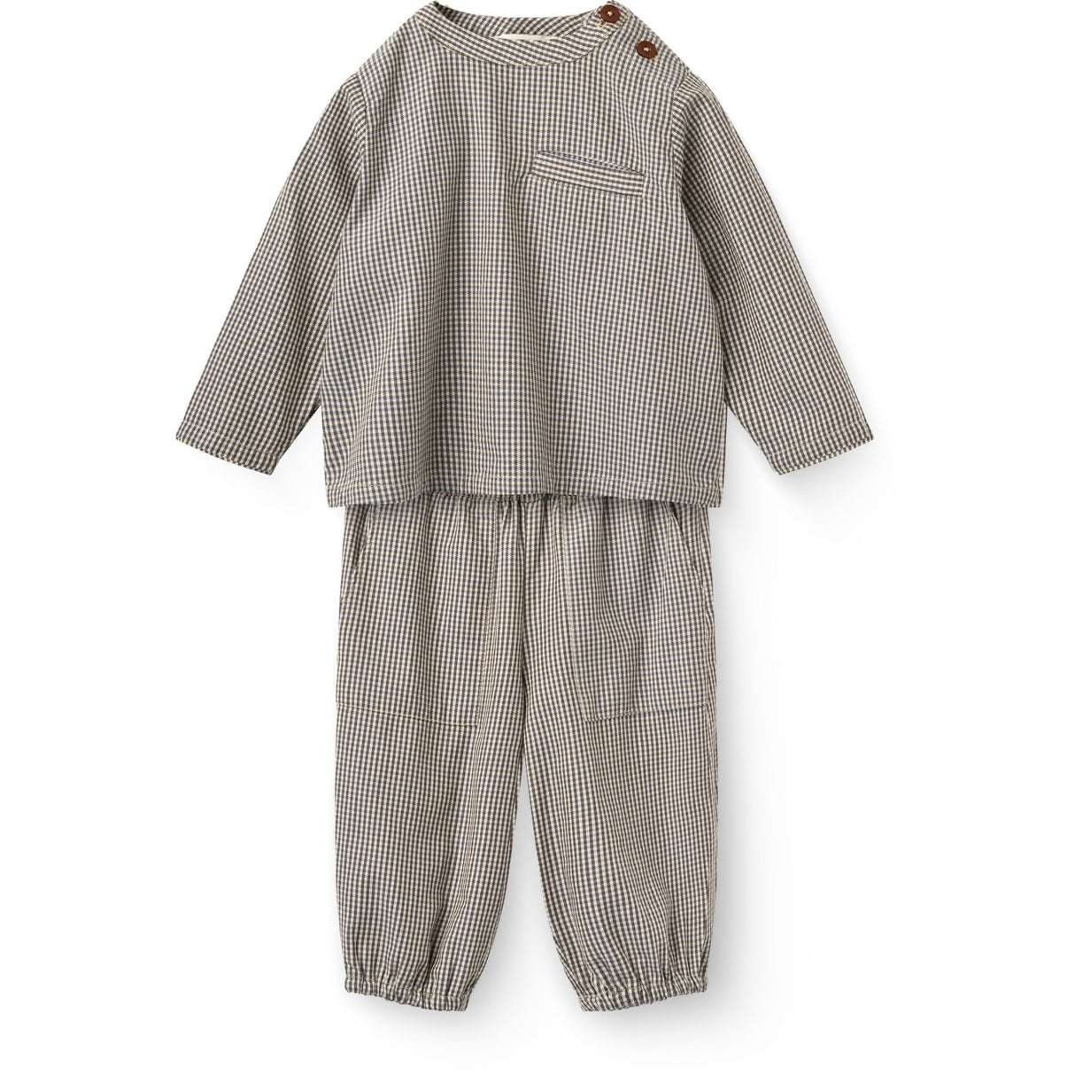 COPENHAGEN COLORS Brown/Sky Check Comb. Checkered Baby Sæt M/ Skjorte & Bukser