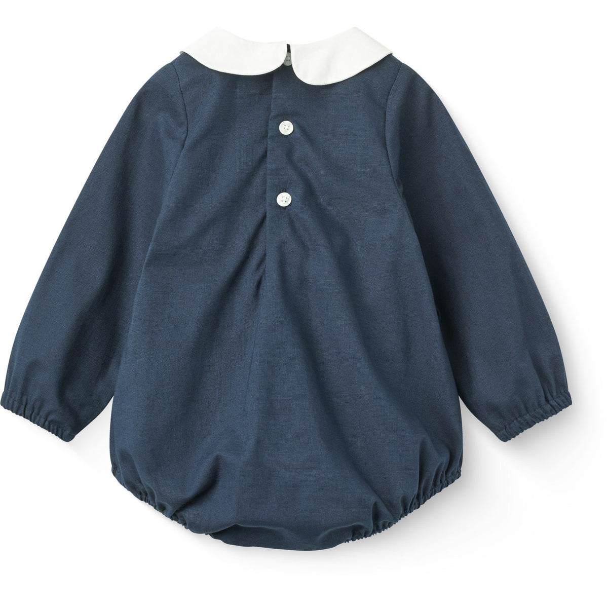 COPENHAGEN COLORS Navy Comb. Romper M/ Smock & Handmade Embroidery