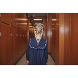 COPENHAGEN COLORS Navy Comb. Kjole M/ Flæse & Embroidery
