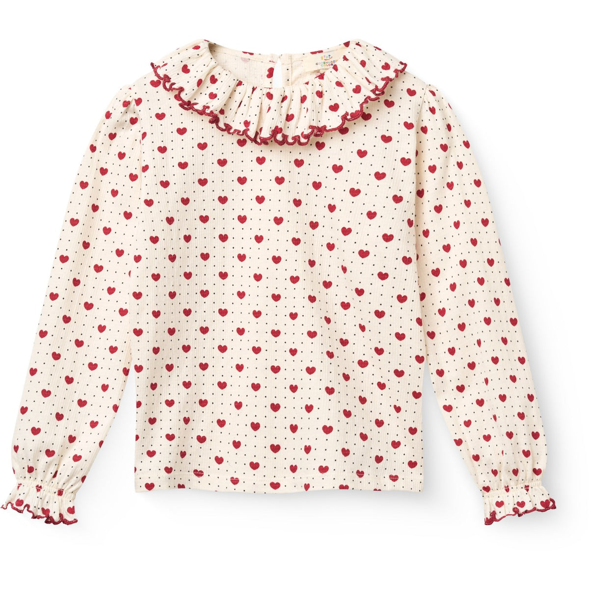 COPENHAGEN COLORS Heart Comb. Crepe Ls Top M/ Flæse Krave
