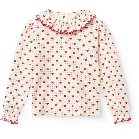COPENHAGEN COLORS Heart Comb. Crepe Ls Top M/ Flæse Krave