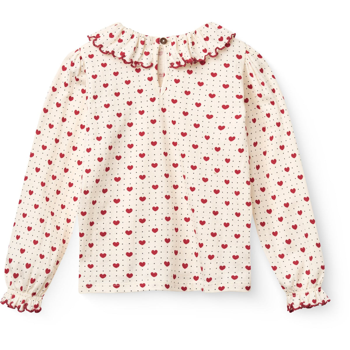 COPENHAGEN COLORS Heart Comb. Crepe Ls Top M/ Flæse Krave