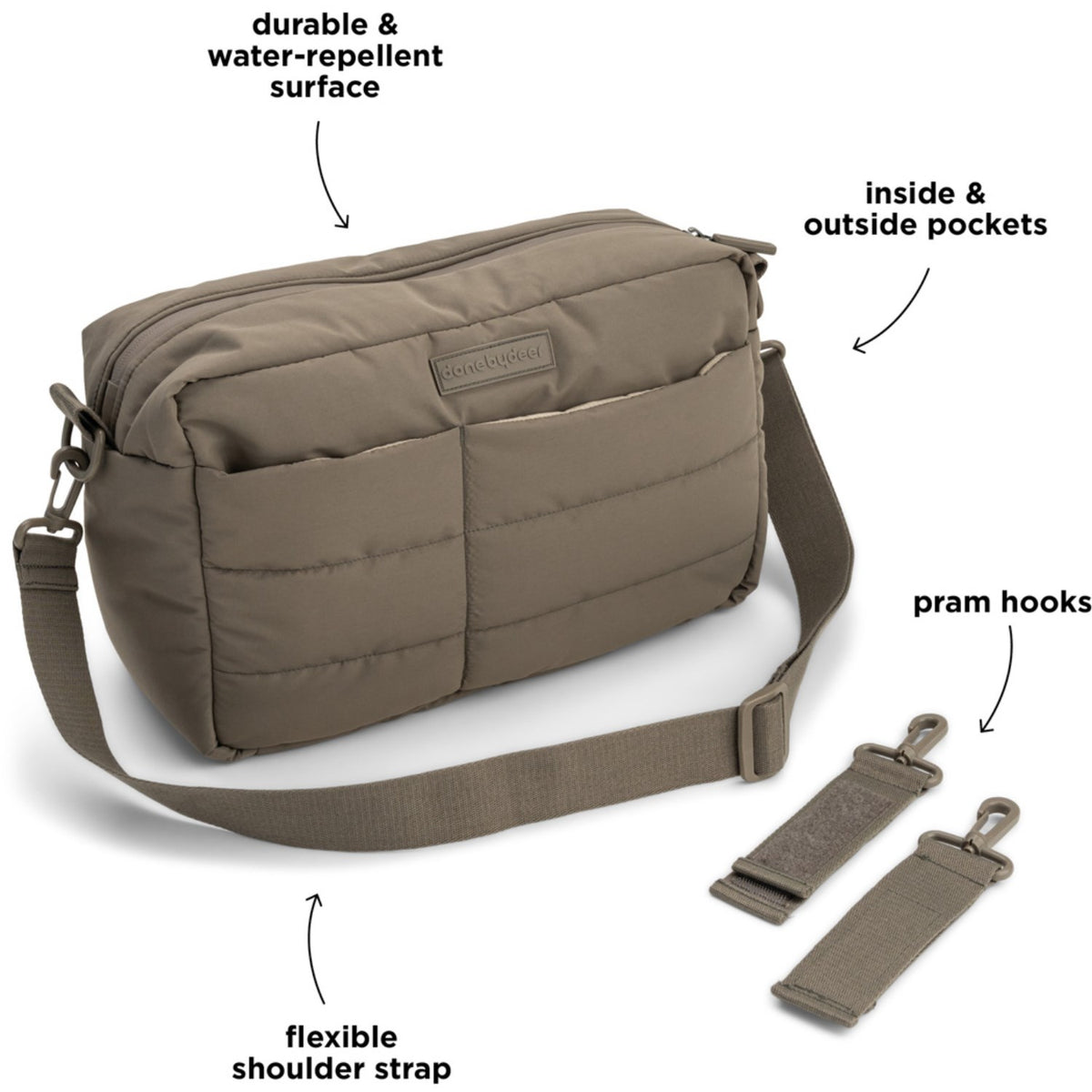 DonebyDeer Taupe Quiltet Stroller Taske