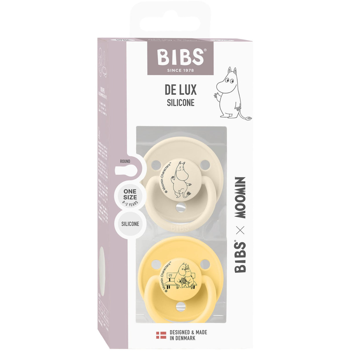 Bibs Ivory / Pale Butter X Moomins Sut De Lux Moomintroll 2-Pak Silikone