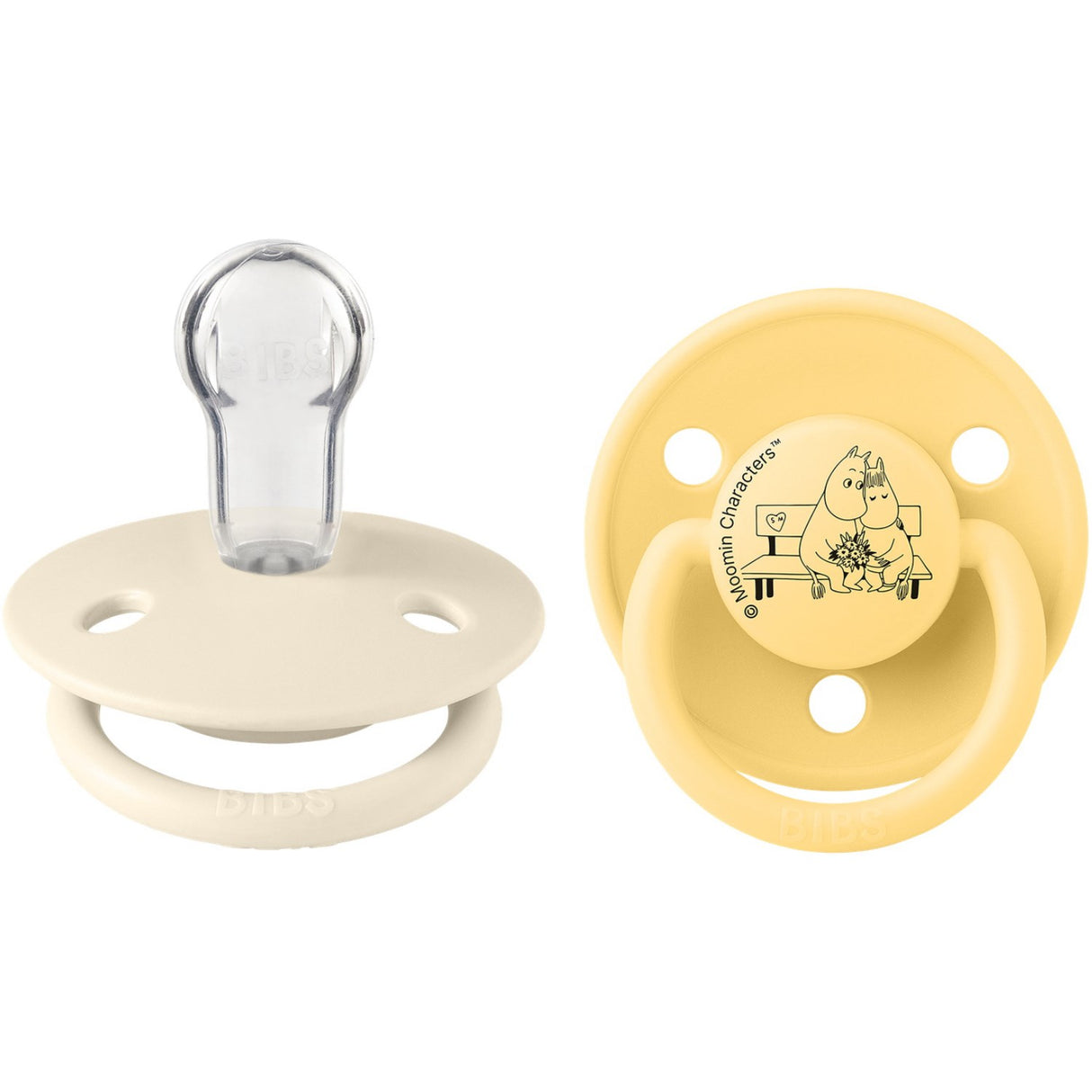 Bibs Ivory / Pale Butter X Moomins Sut De Lux Moomintroll 2-Pak Silikone
