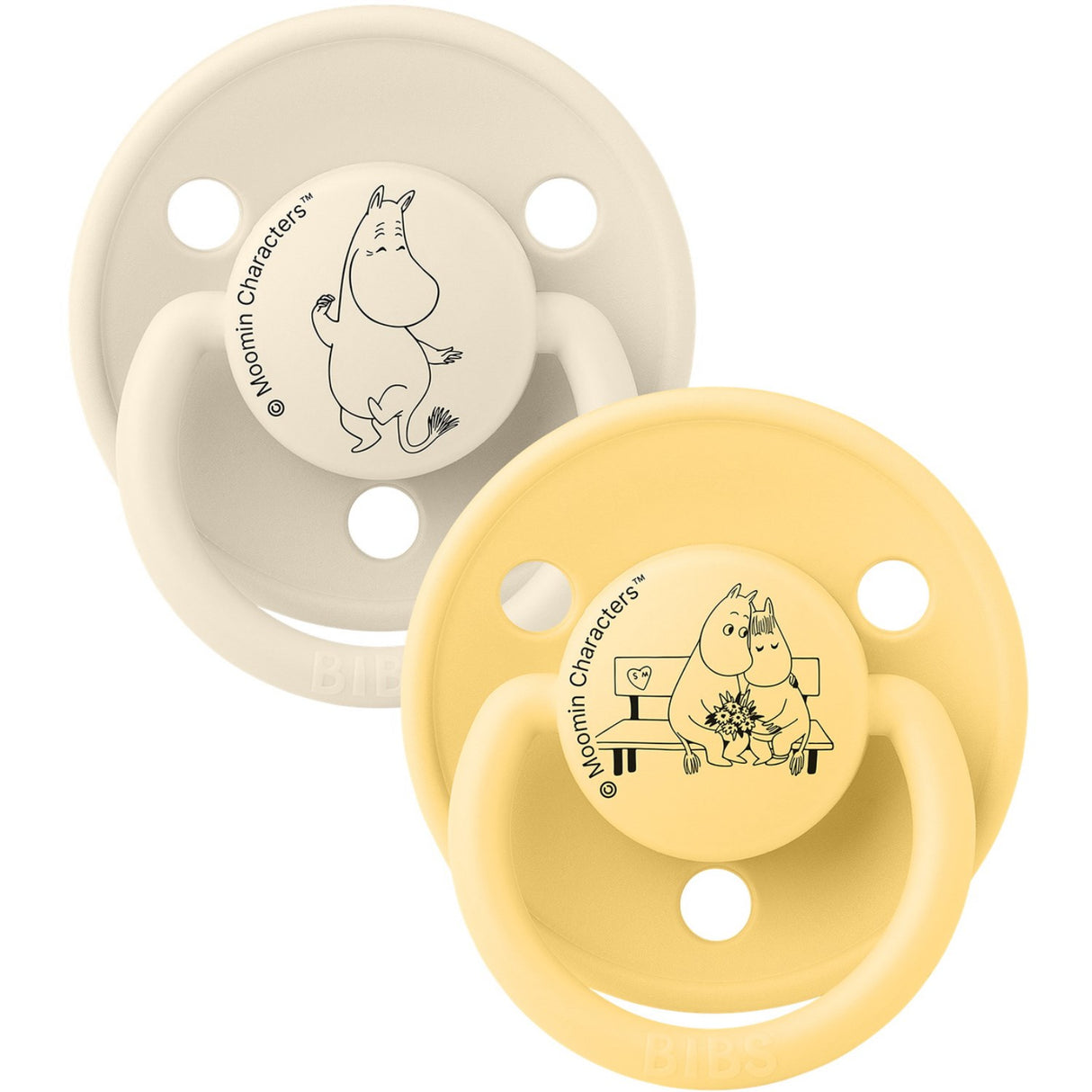 Bibs Ivory / Pale Butter X Moomins Sut De Lux Moomintroll 2-Pak Silikone