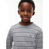 Tommy Hilfiger Medium Grey Heather-Grey Stripe Tee Ls