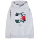 Tommy Hilfiger Grey Heather-Grey Flag Grafitti Hættetrøje