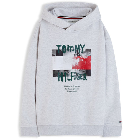 Tommy Hilfiger Grey Heather-Grey Flag Grafitti Hættetrøje