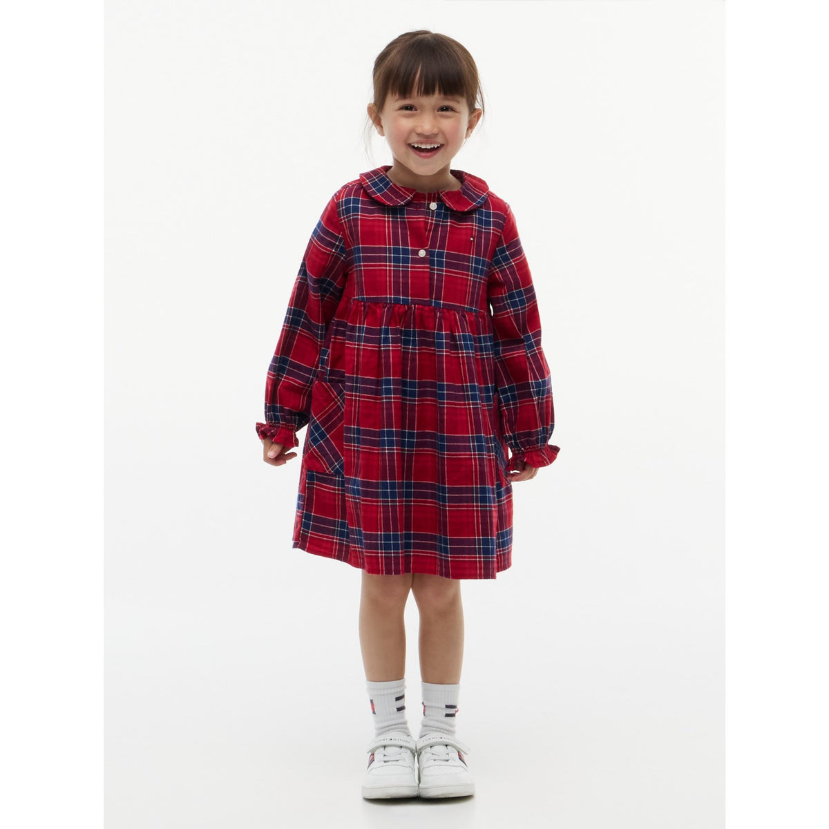 Tommy Hilfiger Medium Red Check-Red Lg Check Rounded Krave Kjole
