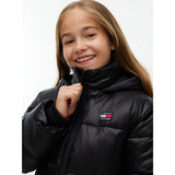 Tommy Hilfiger Black-Black Hooded Shiny Puffer Jakke