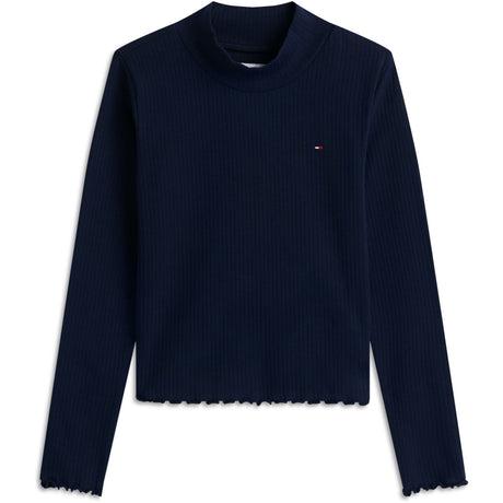 Tommy Hilfiger Dark Blue-Blue Mock Neck Rib Top Ls