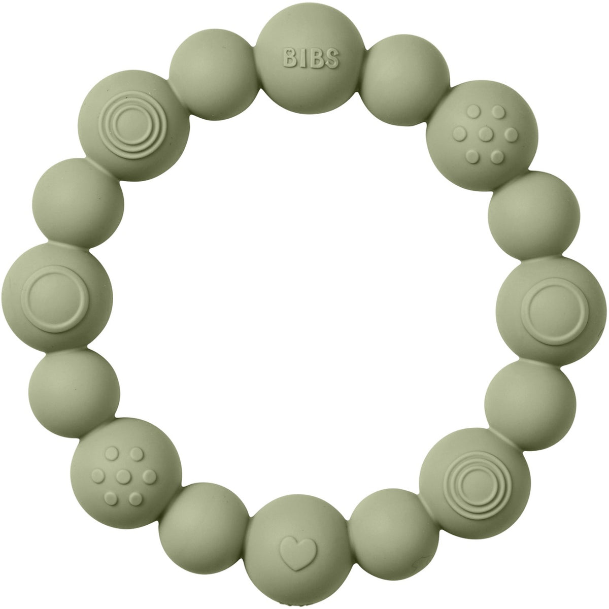 Bibs Sage Teething Ring Beaded