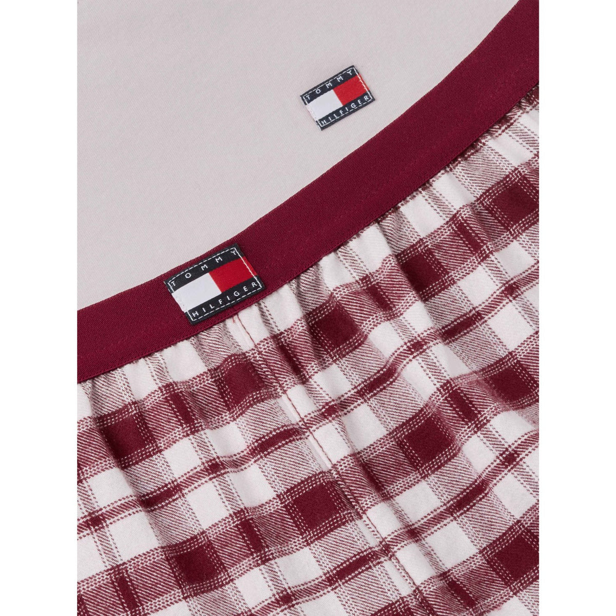 Tommy Hilfiger Lt Pink/ Lt Pink Plaid-Brown Ls Pj Sæt