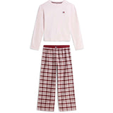 Tommy Hilfiger Lt Pink/ Lt Pink Plaid-Brown Ls Pj Sæt