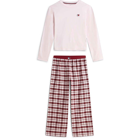 Tommy Hilfiger Lt Pink/ Lt Pink Plaid-Brown Ls Pj Sæt
