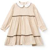 COPENHAGEN COLORS Sand Flower Print Aop Kjole M/ Lace Piping Og Poplin Krave