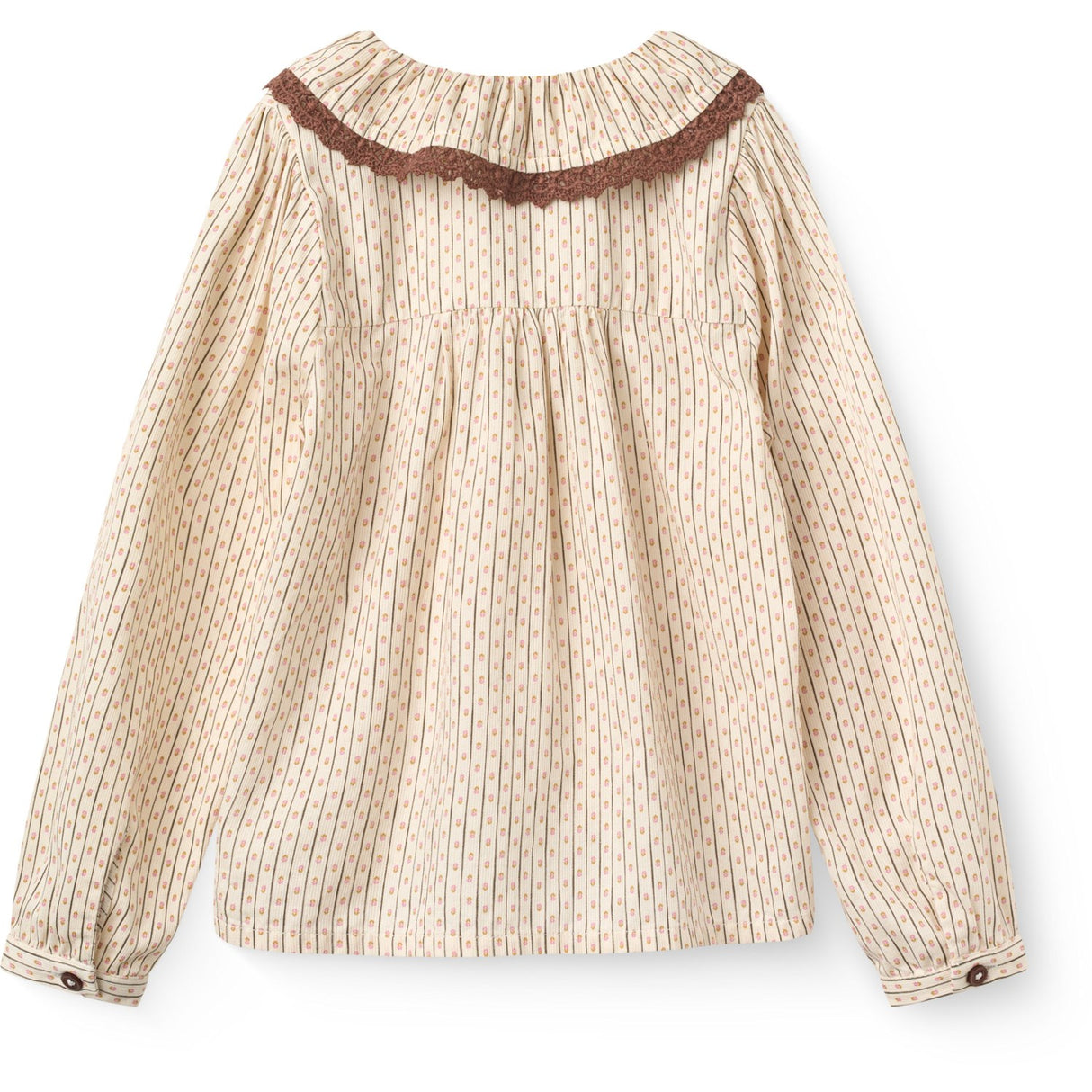 COPENHAGEN COLORS Sand Flower Print Aop Skjorte M/ Flæse & Lace Piping