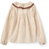COPENHAGEN COLORS Sand Flower Print Aop Skjorte M/ Flæse & Lace Piping