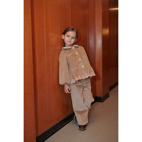 COPENHAGEN COLORS Beige Corduroy Bluse M/ Emb.