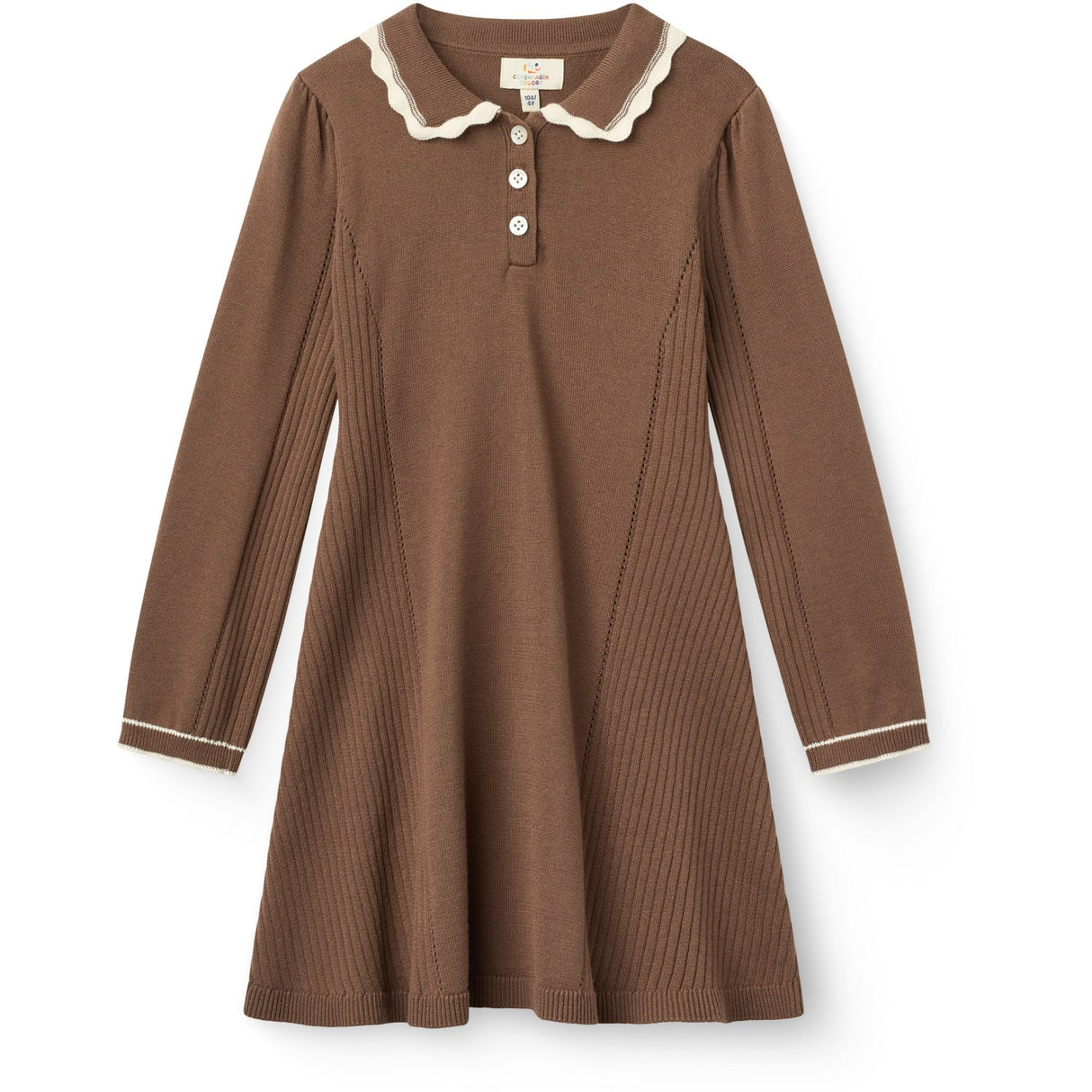COPENHAGEN COLORS Walnut Comb. Strikket Peplum Kjole Ls.