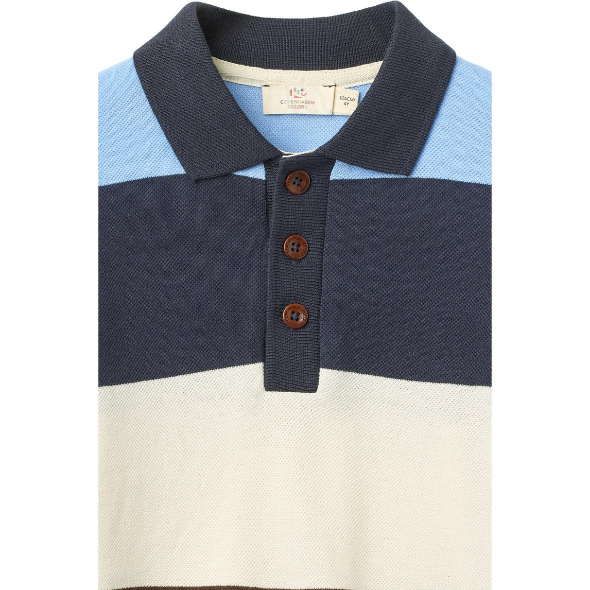 COPENHAGEN COLORS Brown Stripe Pique Polo M/ Ls