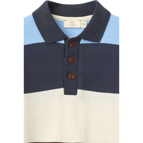 COPENHAGEN COLORS Brown Stripe Pique Polo M/ Ls