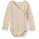 COPENHAGEN COLORS Pale Cream Melange Strikket Pointelle Baby Cross-Over