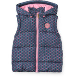 COPENHAGEN COLORS Navy Flower Aop 2 I 1 Puffer Jakke M/ Removable Ærmer