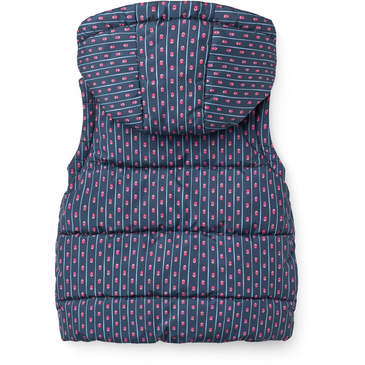 COPENHAGEN COLORS Navy Flower Aop 2 I 1 Puffer Jakke M/ Removable Ærmer