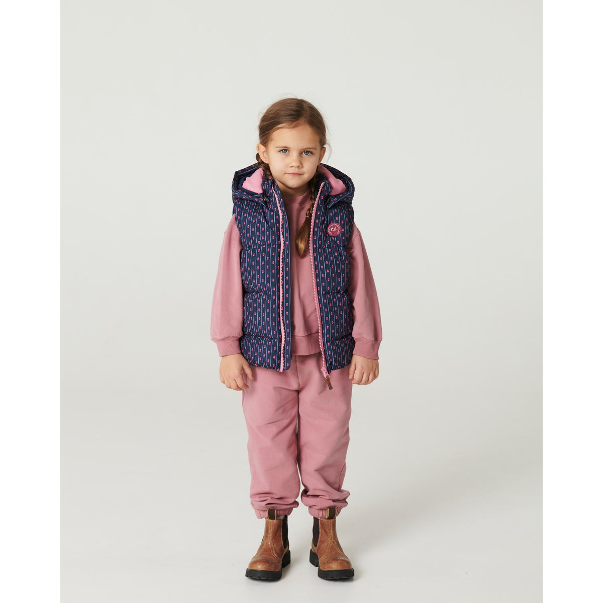COPENHAGEN COLORS Navy Flower Aop 2 I 1 Puffer Jakke M/ Removable Ærmer