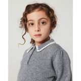 COPENHAGEN COLORS Grey Melange Comb. Cashmere Bluse M/ Krave & Tæppe Stitch