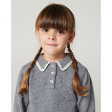 COPENHAGEN COLORS Grey Melange Comb. Cashmere Bluse M/ Krave & Tæppe Stitch