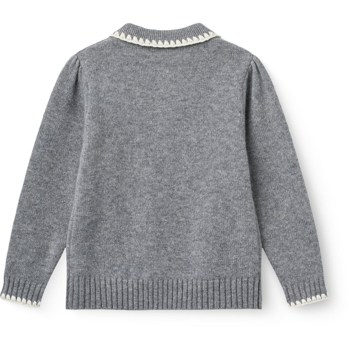 COPENHAGEN COLORS Grey Melange Comb. Cashmere Bluse M/ Krave & Tæppe Stitch